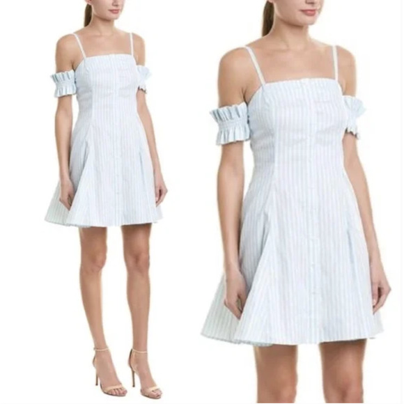 Revolve x Petersyn Skylar off the shoulder Smocked Striped Dress BRAND NEW - Picture 1 of 15